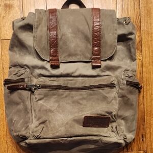 Duluth Trading Co Canvas Backpack with Leather Trim Style 87503